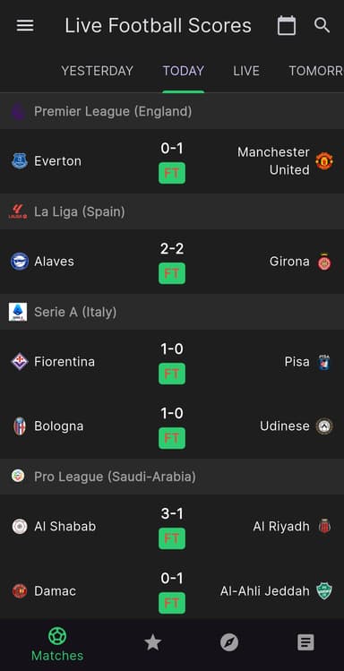 Live Football Scores App